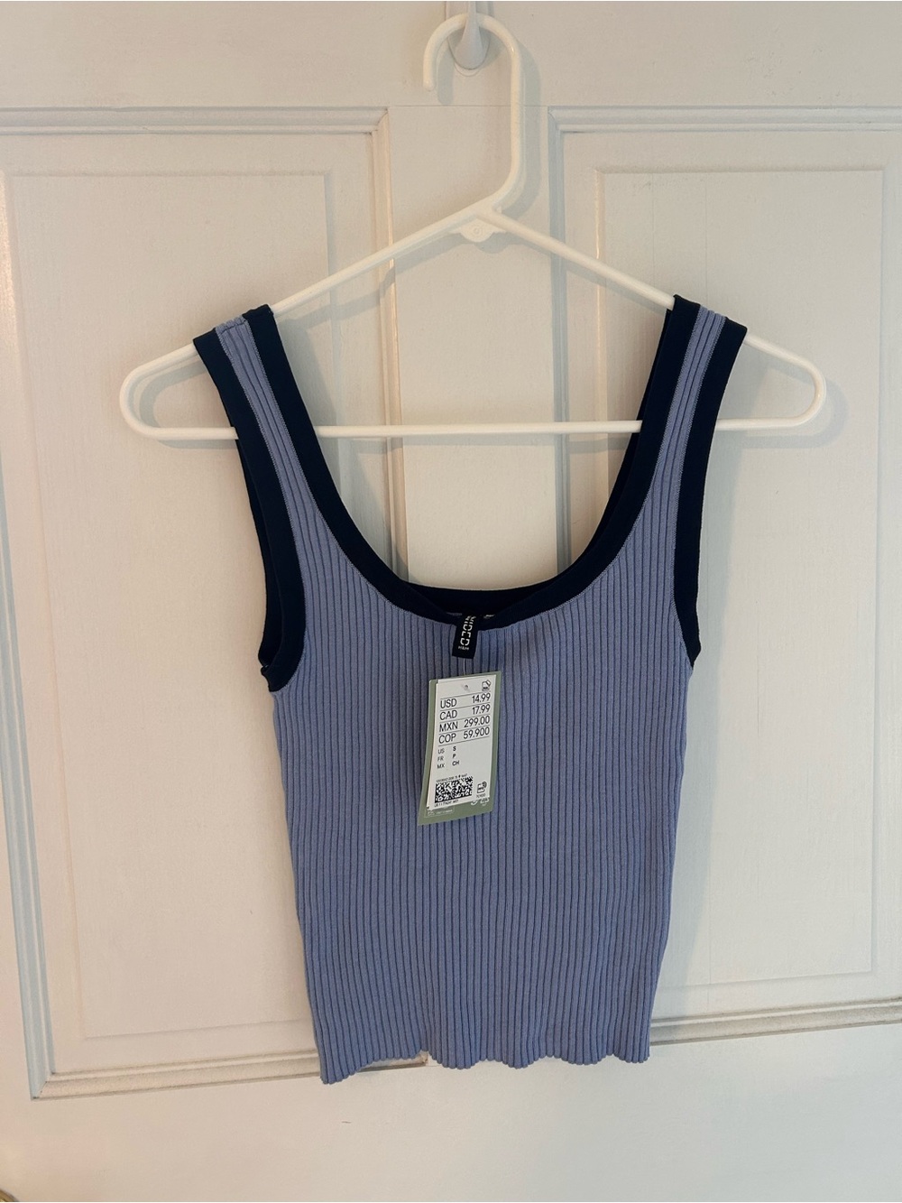 H&M Lavender Ribbed Tank with Navy Trim